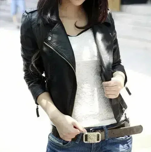 Cropped Vegan Leather Jacket – Black Slim Fit | XS-M