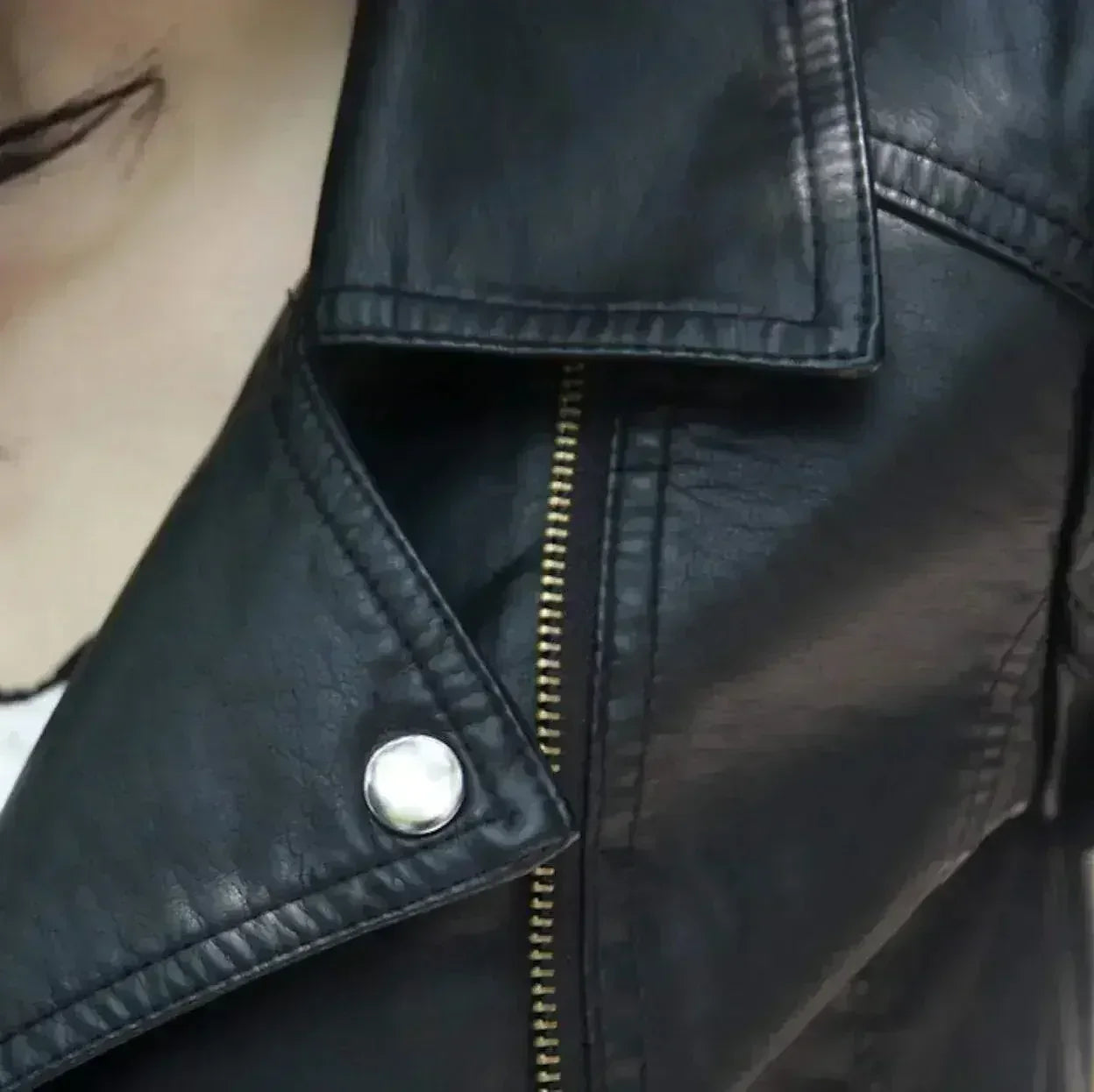 Cropped Vegan Leather Jacket – Black Slim Fit | XS-M