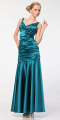 CLEARANCE - Cinderella Divine 5098 Teal Mermaid Dress Pleated Bodice Gown (Size 2XL)