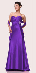 CLEARANCE - Cinderella Divine 7704 Strapless Sweetheart Long Satin Dress (Size L)