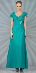 CLEARANCE - Cinderella Divine 1298 Long Dress Chiffon Short Sleeves
