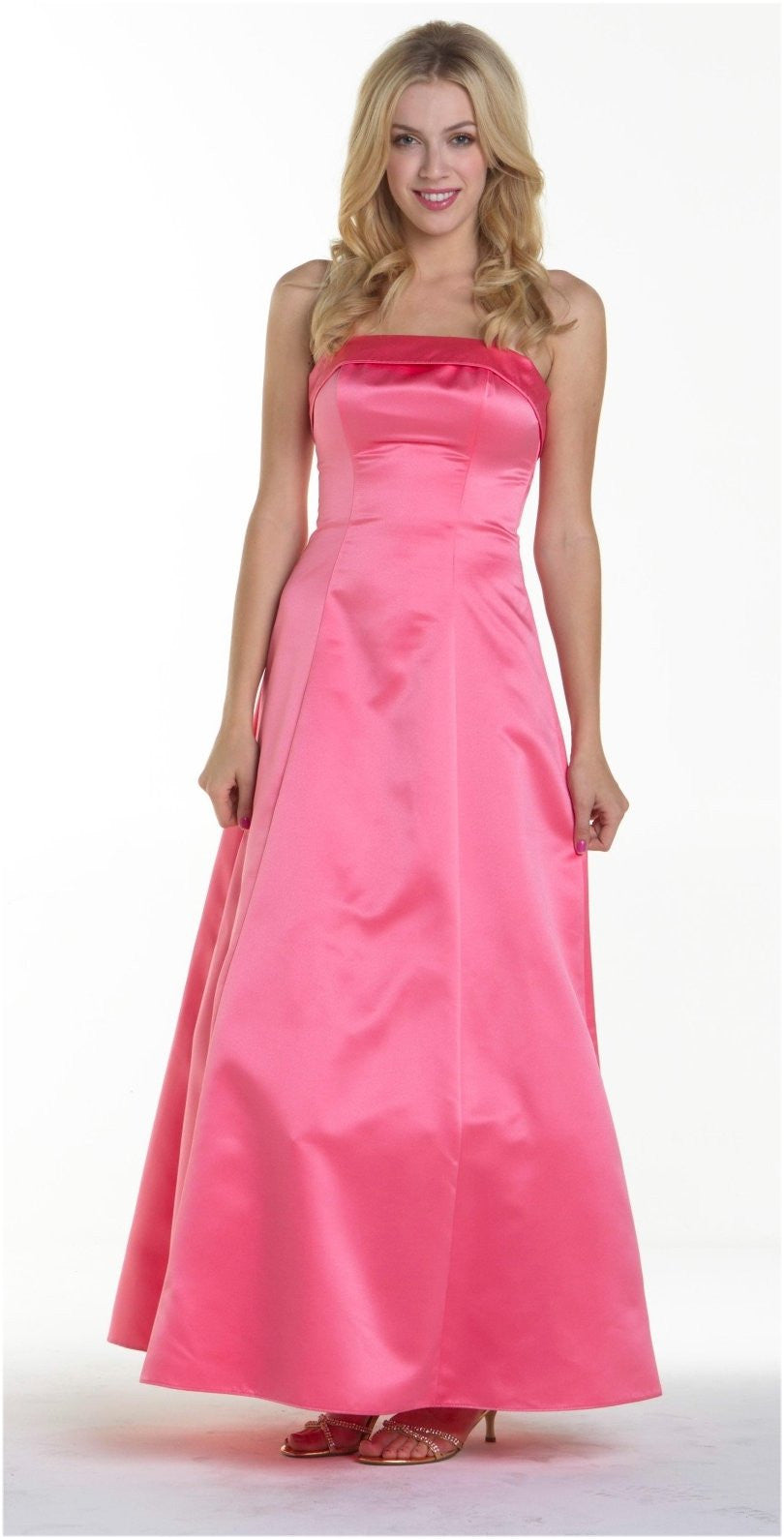 CLEARANCE - Bridesmaid Dress Poly Satin Spaghetti Strap A Line Gown (Size Small)