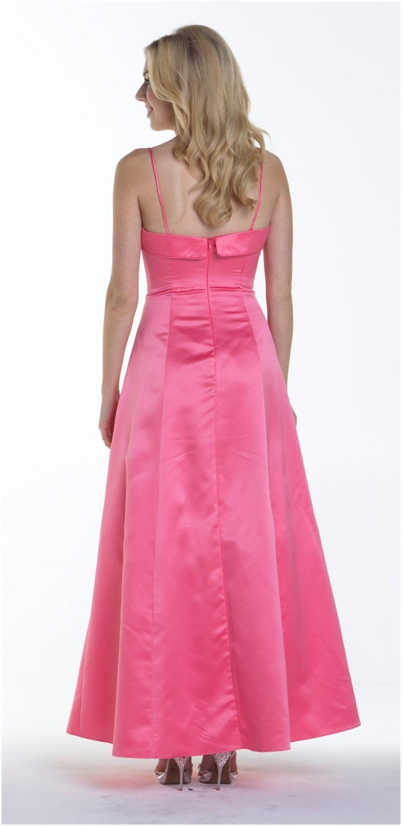 CLEARANCE - Bridesmaid Dress Poly Satin Spaghetti Strap A Line Gown (Size Small)