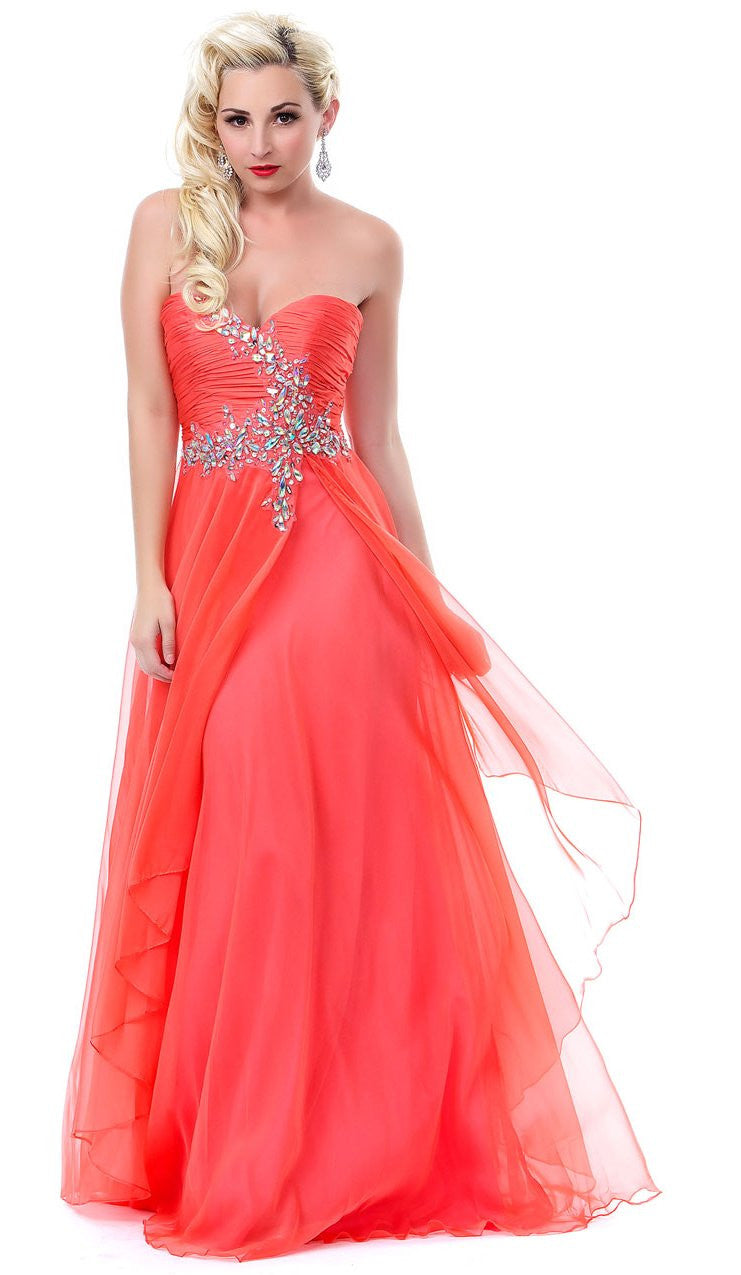 CLEARANCE - Cinderella Divine 7574 Strapless Prom Gown Double Layer Chiffon (Size 8)