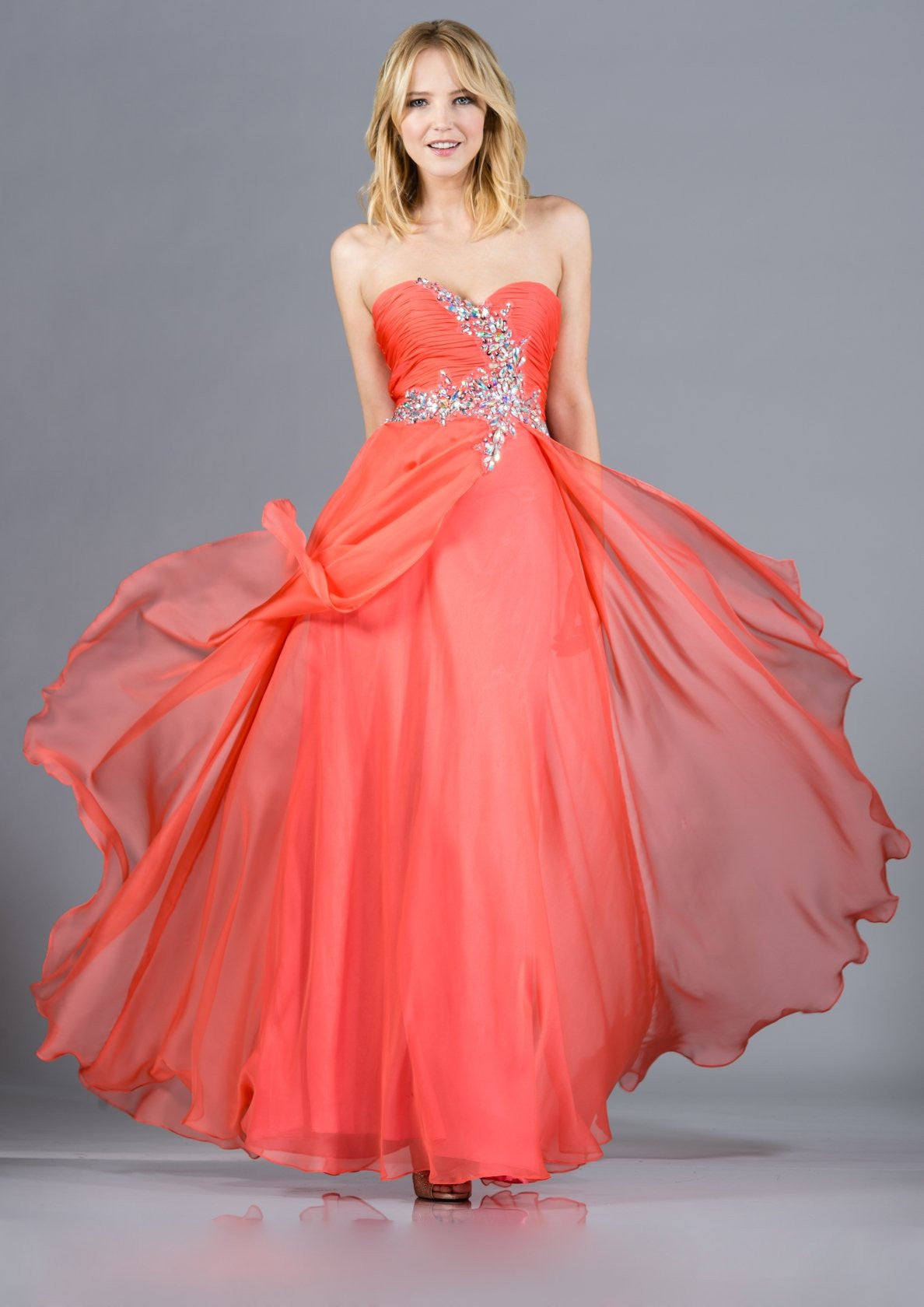 CLEARANCE - Cinderella Divine 7574 Strapless Prom Gown Double Layer Chiffon (Size 8)