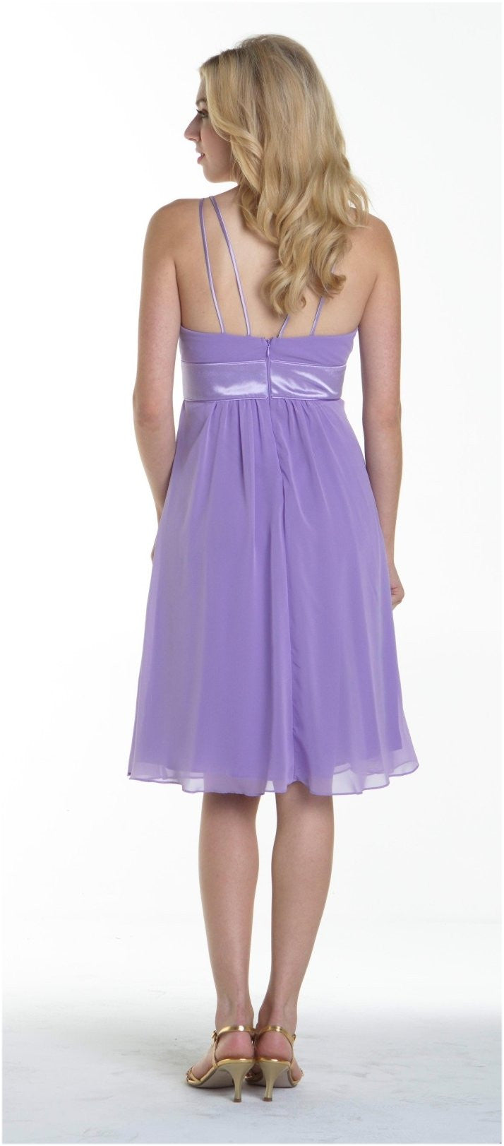 CLEARANCE - Knee Length Spaghetti Strap Chiffon Dress (Size Medium)