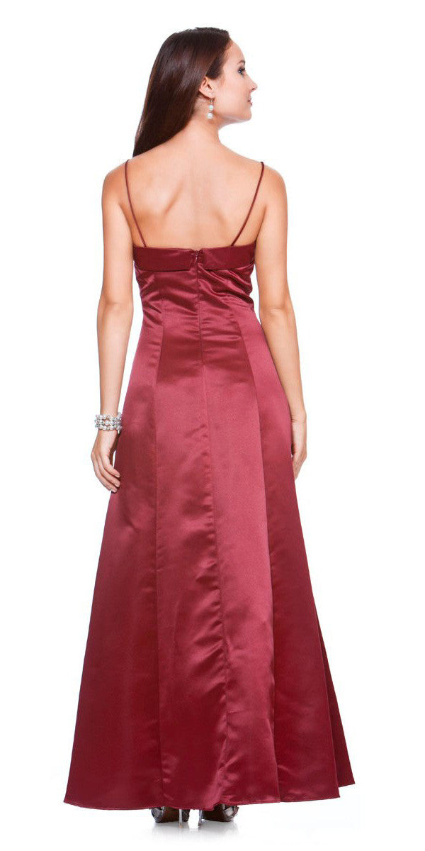 CLEARANCE - Bridesmaid Dress Poly Satin Spaghetti Strap A Line Gown (Size Small)