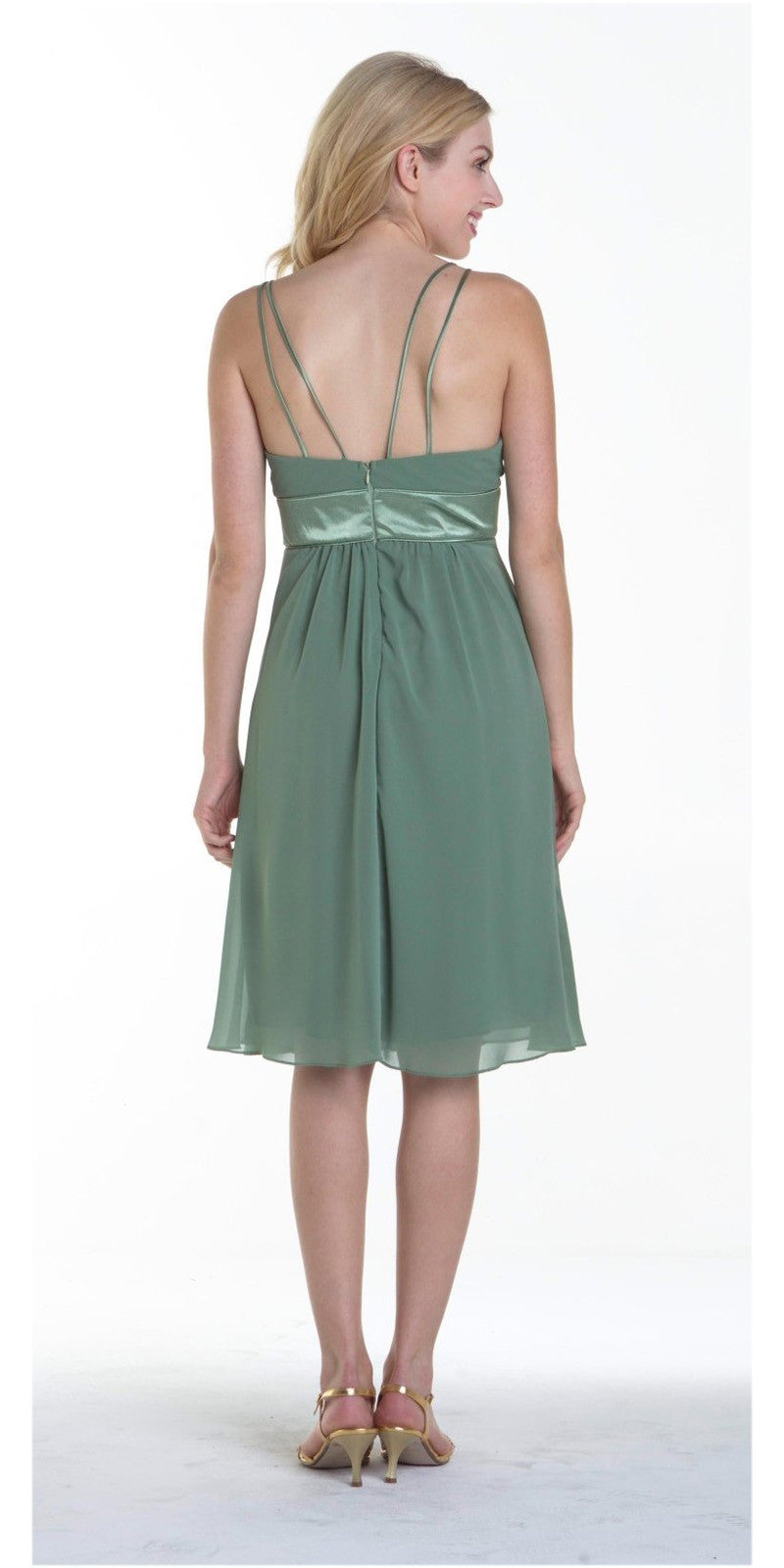CLEARANCE - Knee Length Spaghetti Strap Chiffon Dress (Size Medium)