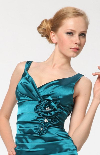 CLEARANCE - Cinderella Divine 5098 Teal Mermaid Dress Pleated Bodice Gown (Size 2XL)