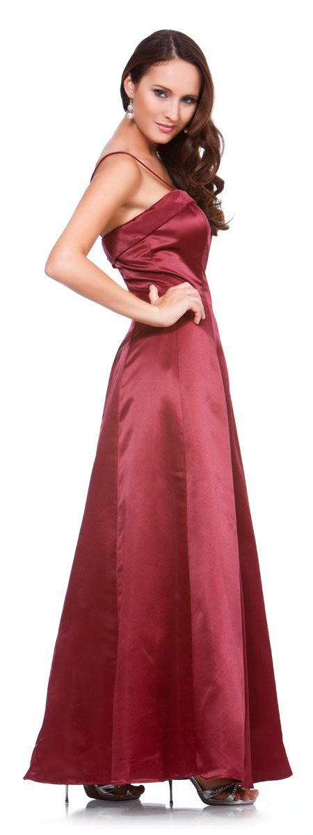 CLEARANCE - Bridesmaid Dress Poly Satin Spaghetti Strap A Line Gown (Size Small)