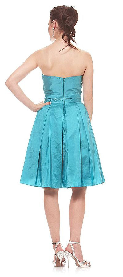 CLEARANCE - Cinderella Divine 5039 Knee Length Teal A-Line Dress (Size M)