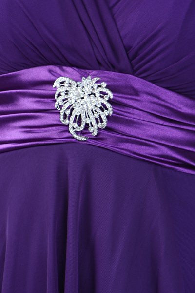 CLEARANCE - Celavie 2298S Short Sleeve Purple Knee Length Dress (Size M)