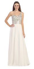 CLEARANCE - Eureka Fashion 2401 One Shoulder Corset A-Line Long Ball Gown (Size 2XL)