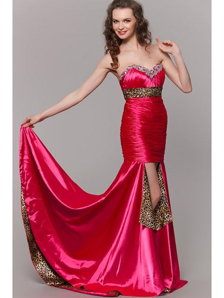 CLEARANCE - Cinderella Divine 7558 Strapless Fuchsia Leopard Print Dress (Size 10)
