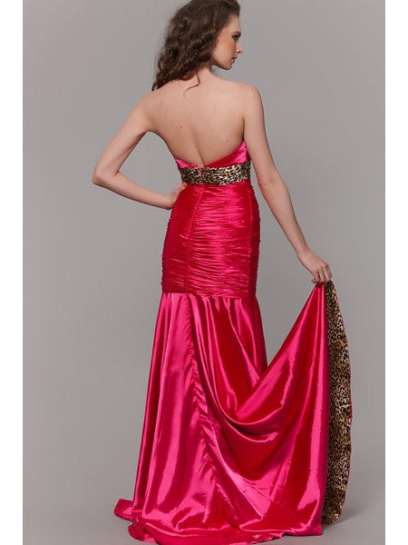 CLEARANCE - Cinderella Divine 7558 Strapless Fuchsia Leopard Print Dress (Size 10)