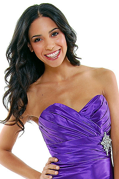 CLEARANCE - Cinderella Divine 7704 Strapless Sweetheart Long Satin Dress (Size L)