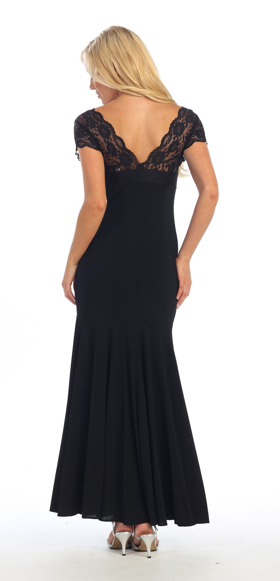 CLEARANCE - Celavie 2320L Dinner Party Tea Length Dress ITY Stretch Lace (Size 2XL)